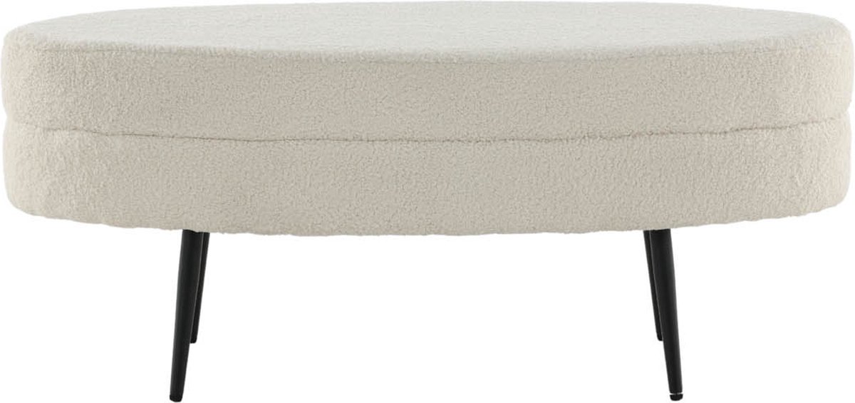 Otto poef, hocker teddystof zwart, wit.
