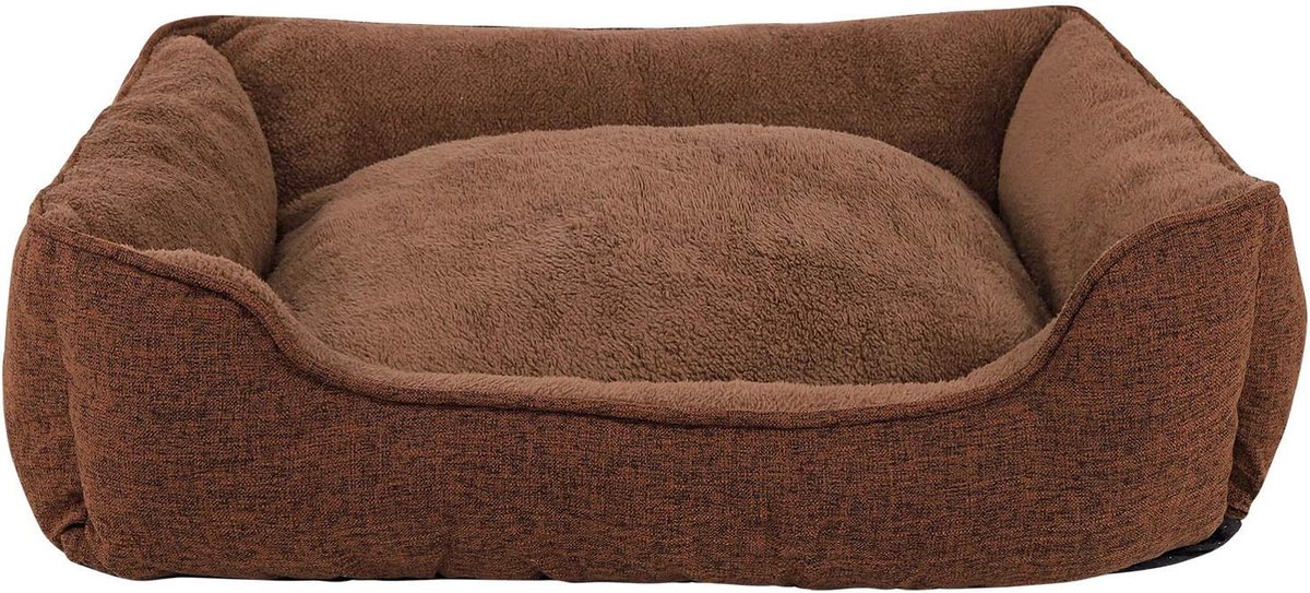 Hondenbed gemêleerd hondenkussen hondenmand hoes afneembaar, (S) 75x60 cm bruin