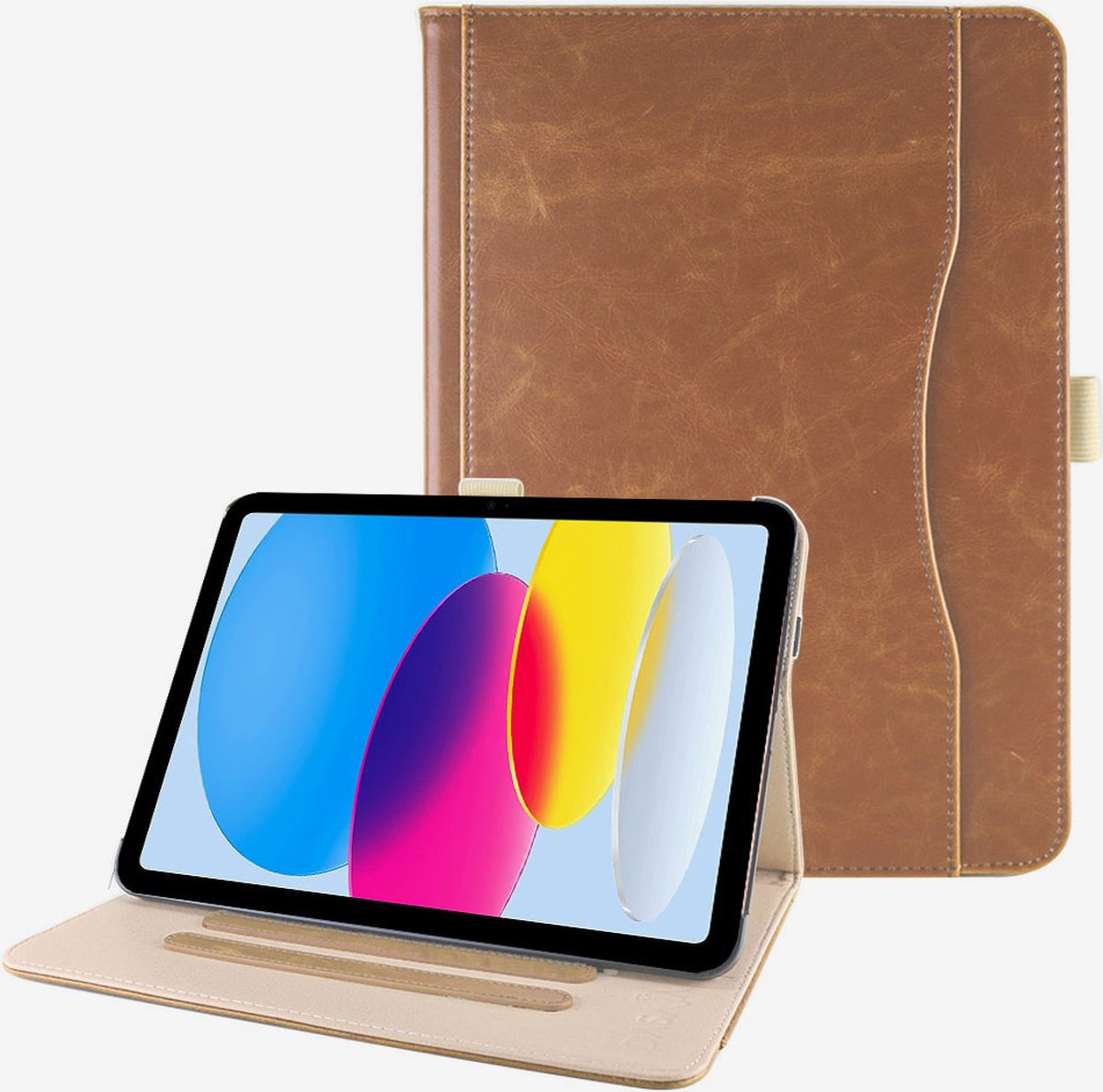 Dasaja leren hoes bruin geschikt voor iPad 10.9 (2022) incl. standaard met 3 standen