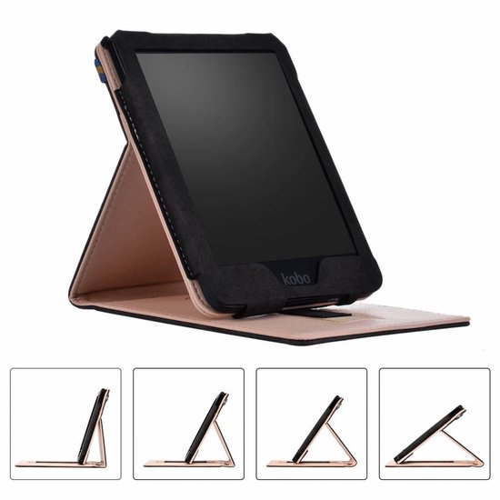 Lunso - sleepcover portret stand hoes - Geschikt voor Kobo Clara HD - zwart van Lunso — afbeelding 5
