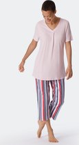 SCHIESSER Comfort Fit pyjamaset - dames pyjama 3/4-lengte interlock v-hals multicolor - Maat: 38