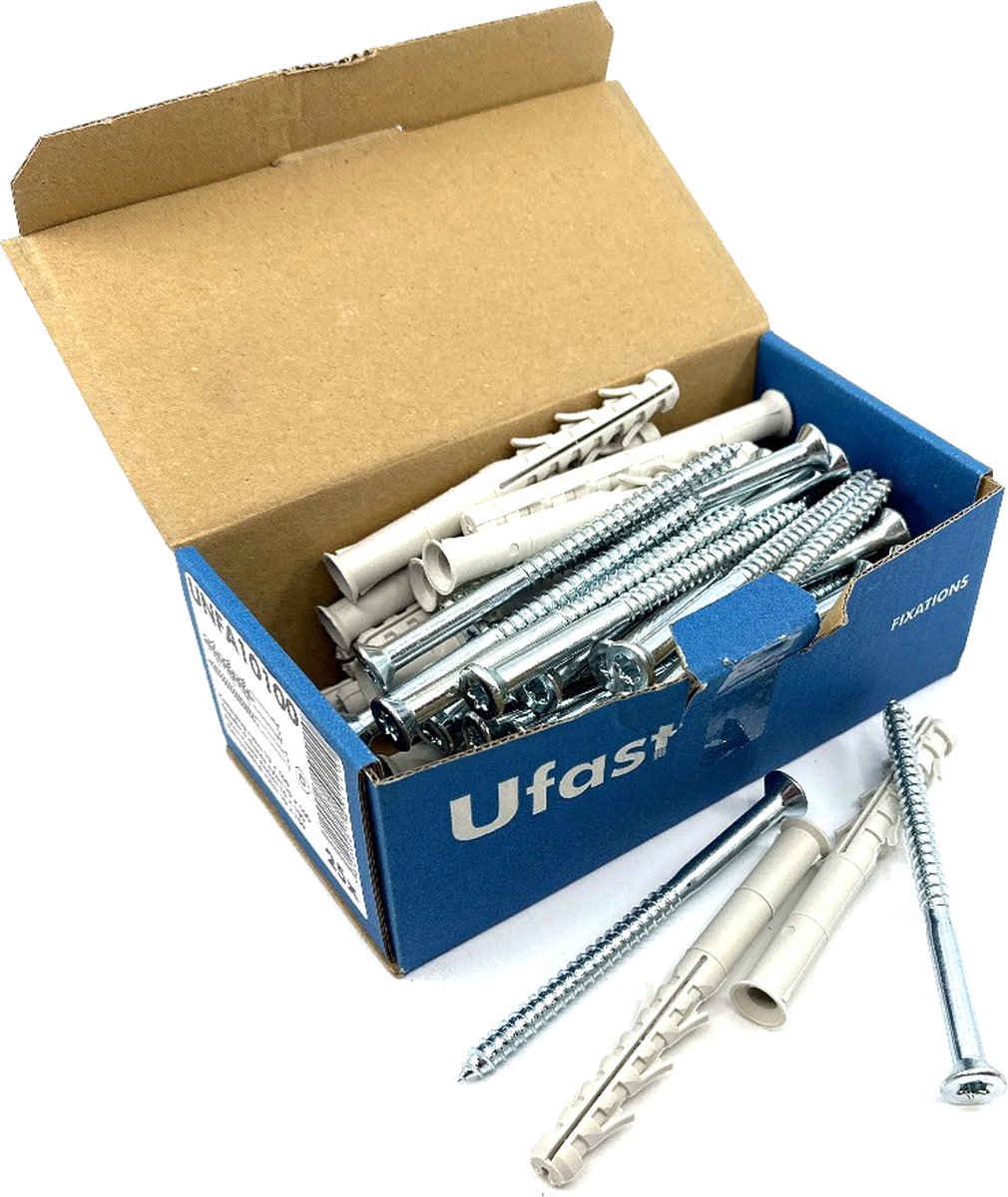 UFAST slagplug Ø 10 x 100 mm - Nylon plug met trompetkraag - Torx - Verzinkt - 25 stuks