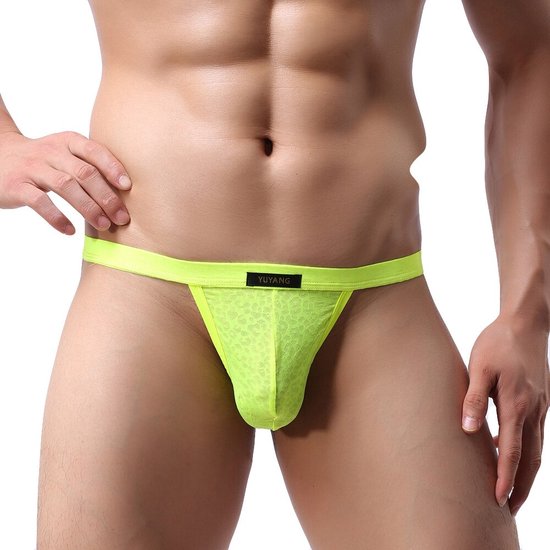 String- Homme-Sexy-Homme-Pas Cher-Jaune-Excitant-Translucide | bol