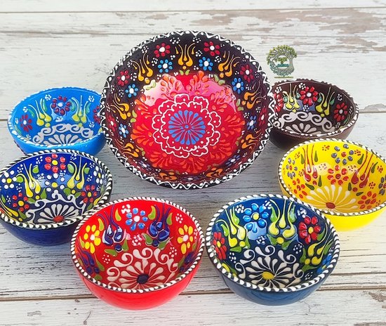 7x Bols en céramique Groot et Klein | Vaisselle de poterie turque  Handgemaakt... | bol.com