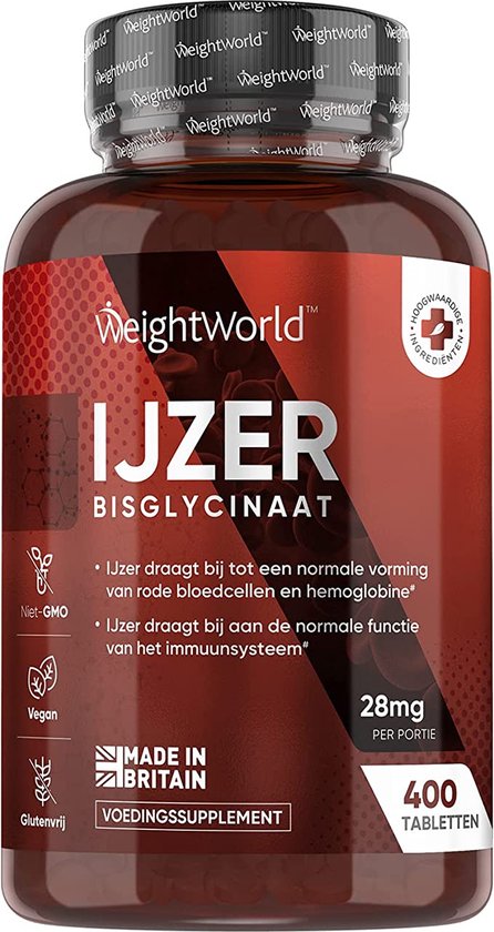WeightWorld IJzer tabletten - 14 mg - 400 tabletten voor 6 maanden - met...
