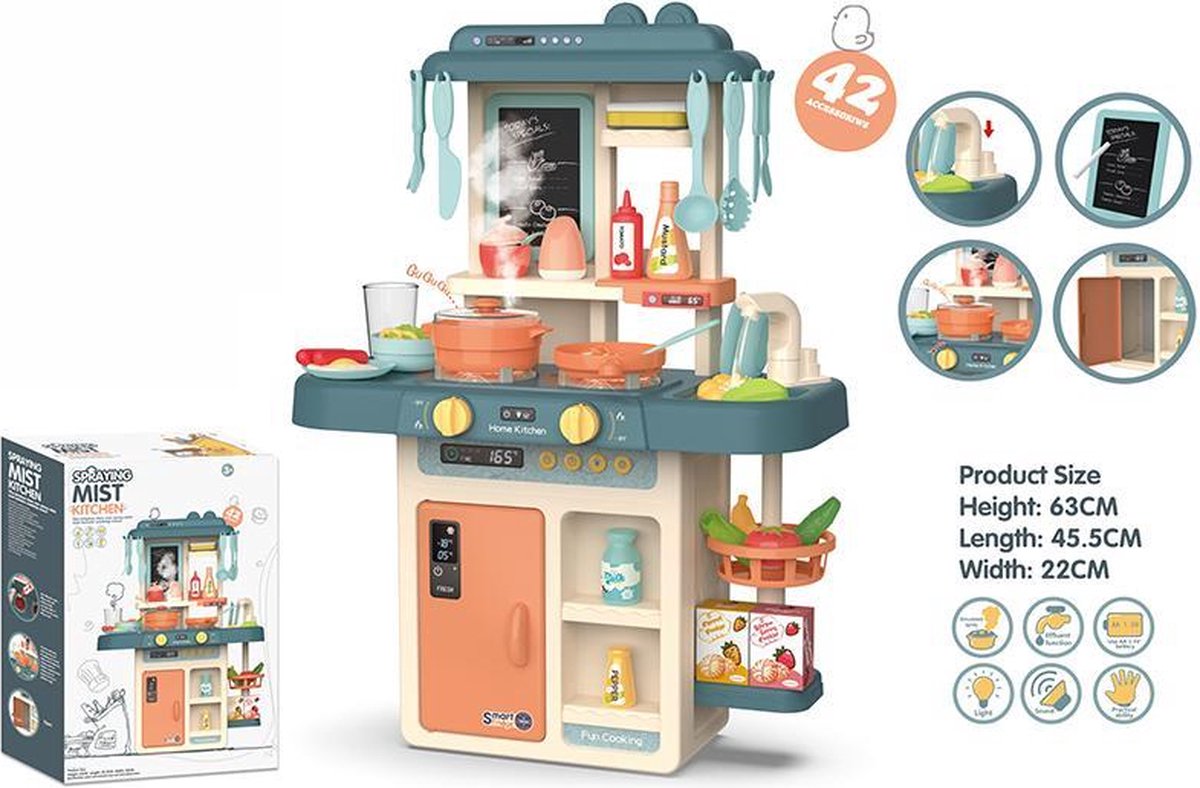 Zoem Mini Kinderkeuken Roze – Stoom & Kookgeluid – Compleet met Accessoires & Keukengerei – Speelgoedkeuken voor Peuters — afbeelding 4