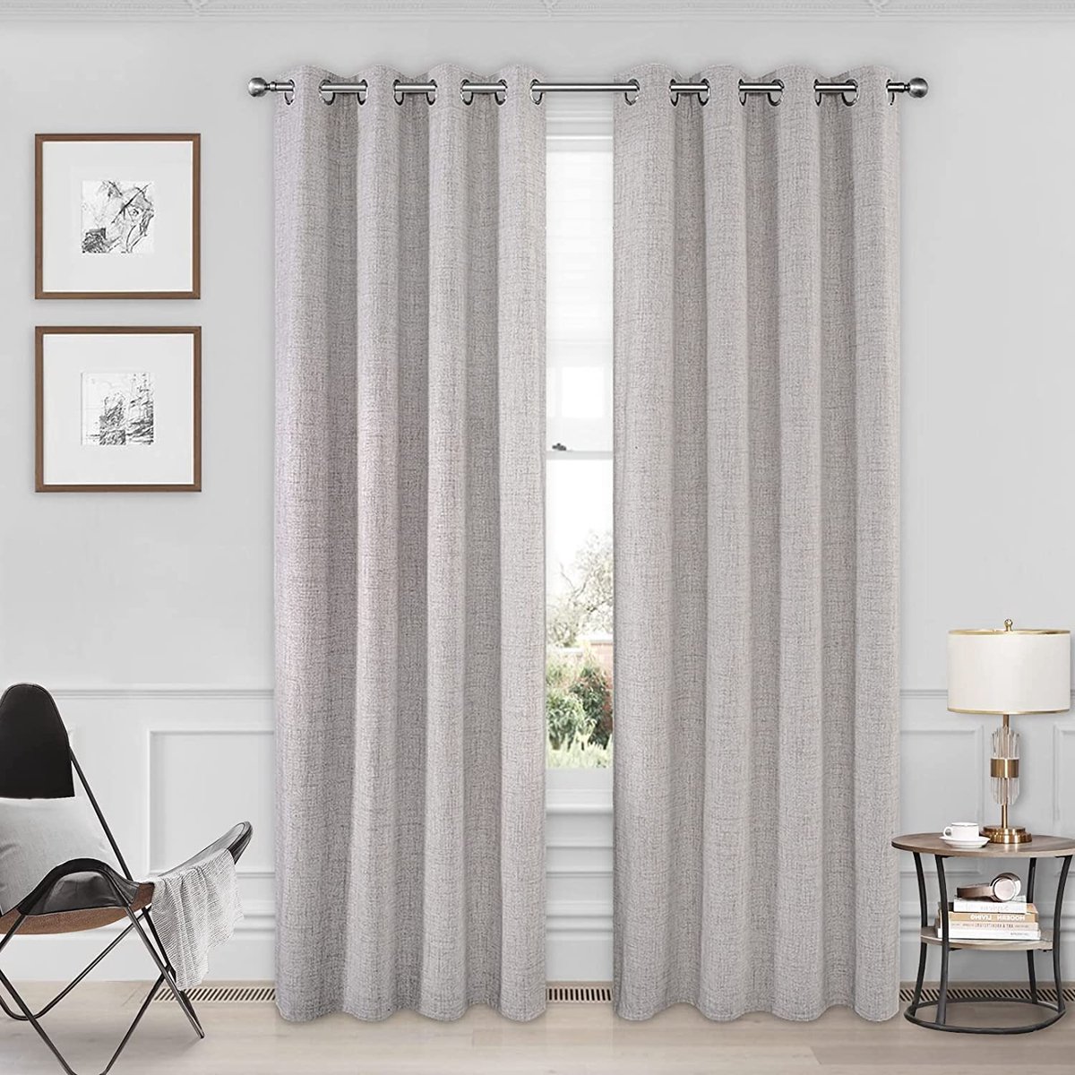 Lot De 2 Rideaux Semi-transparents Gris 183 Cm - Texturé Lin, Filtrage Lumière, Pour Salon Chambre - 9