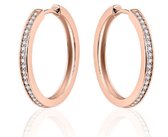 Belles boucles d'oreilles coquelicot en argent rosé 14 carats avec une rangée de zircons de 30 mm. | Boucles d'oreilles | Jonline
