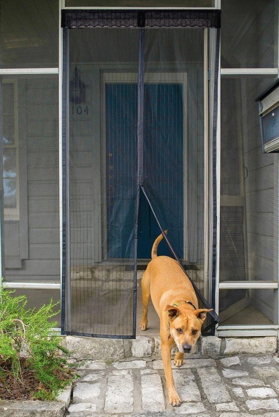 Magnetische hordeur Magnetische hordeurdeur Zwart 205x205cm Hands Free Mesh Partition houdt insecten buiten laat verse lucht binnen Gemakkelijk om zonder het Boren te installeren