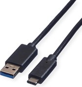 ROLINE USB 3.2 Gen 1 kabel, A-C, M/M, zwart, 1 m