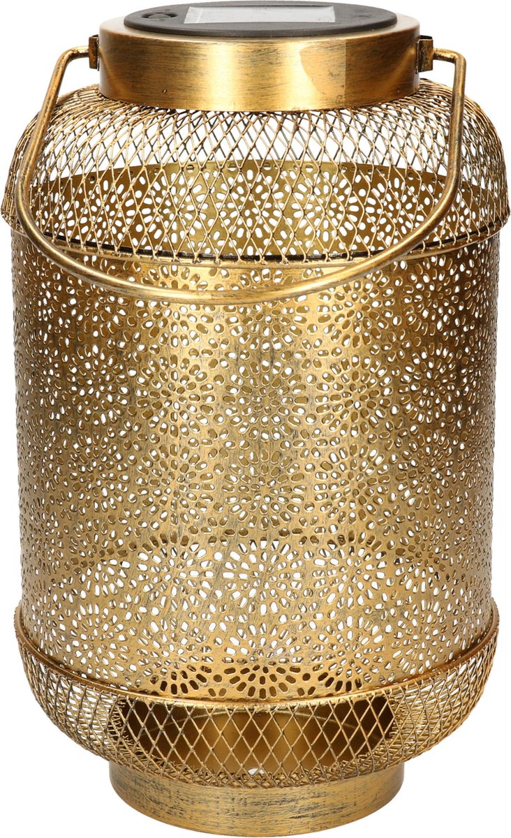 Oosters windlicht lantaarn Oosters Boeddha 25 cm groot goud