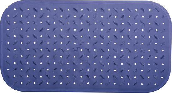 MSV Douche/bad anti-slip mat badkamer - rubber - blauw - 36 x 76 cm - met zuignappen