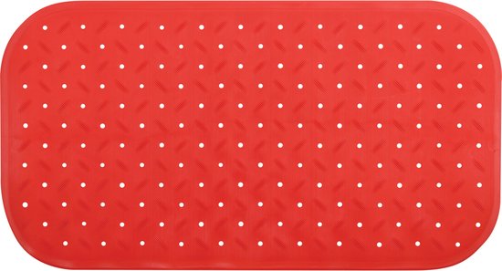 MSV Douche/bad anti-slip mat badkamer - rubber - rood - 36 x 76 cm - met zuignappen