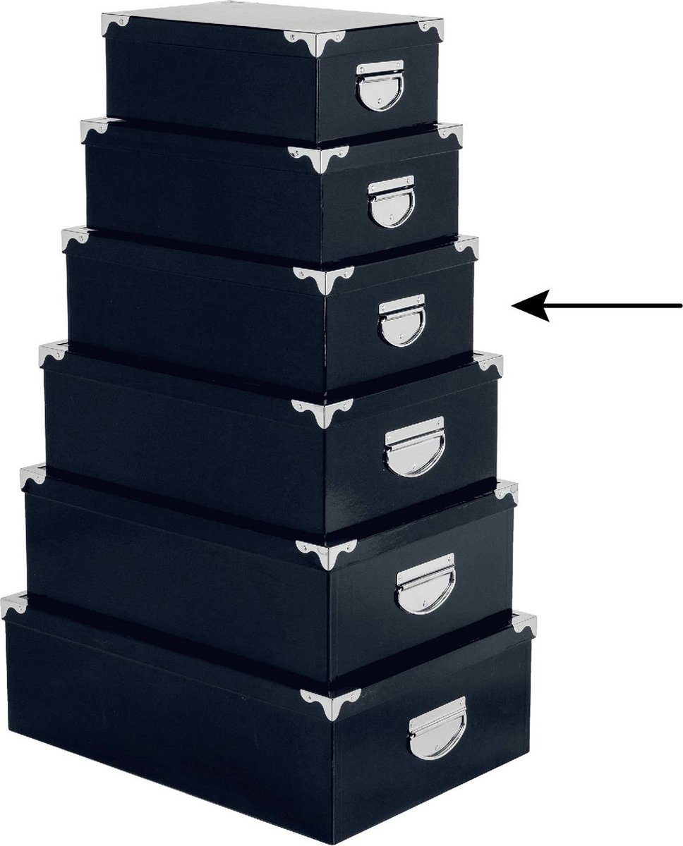 5Five Opbergdoos/box - donkerblauw - L36 x B24.5 x H12.5 cm - Stevig karton - Bluebox