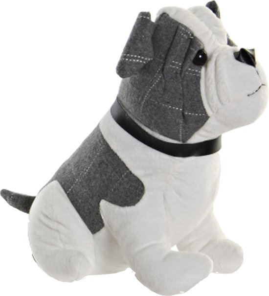 Items Deurstopper - 1 kilo gewicht - Hond Franse Bulldog - grijs/wit - 29 x 26 cm