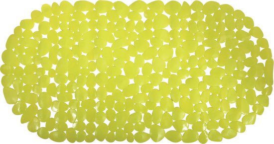 MSV Douche/bad anti-slip mat - badkamer - pvc - limegroen - 35 x 68 cm - zuignappen - steentjes motief