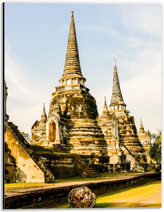 Dibond - Prachtige Puntige Wat Phra Si Sanphet Tempels in Ayutthaya, Thailand - 30x40 cm Foto op Aluminium (Met Ophangsysteem)
