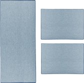 Karat Slaapkamen vloerkleed in Sisal-Optik - Sabang - 3-Delig - Blauw - 1 Loper: 80 x 300 cm + 2 Loper: 80 x 150 cm
