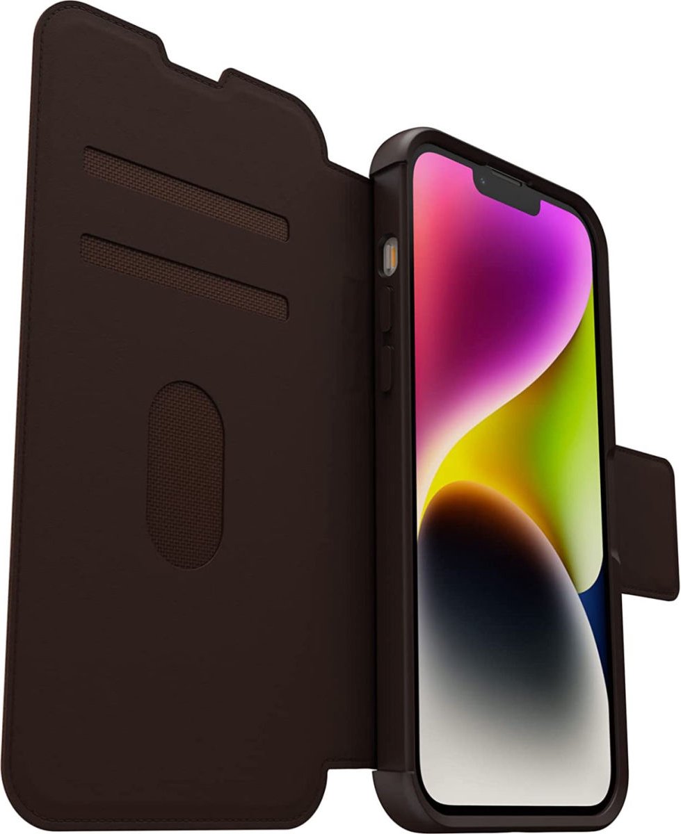 Geschikt voor OtterBox Strada Apple iPhone 14 Plus Hoesje Echt Leer Book Case Bruin