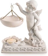 Geurlamp engel met roos, kunsthars, 20 cm hoog