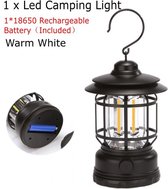 Camping Plein air LED- Lumières - Portable - Style rétro - Dimmable - Rechargeable - Zwart