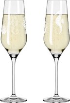 champagneglas 250 ml – set van 2 serie Oceanside nr. 1 2 stuks, zeepaardjesmotief Made in Germany, wit