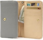 GadgetBay Universele wallet smartphone hoes portemonnee lederen bookcase - Grijs