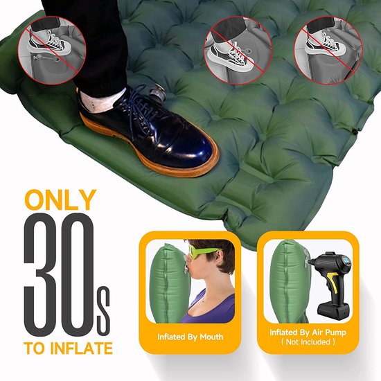 Camping isomat, 10 cm dik, opblaasbaar luchtmatras, isolerende mat voor buiten, ultralicht, vochtbestendig, waterdicht en antislip van Camp — afbeelding 4