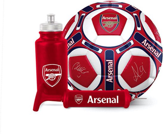 Arsenal FC - gift set - voetbal met handtekeningen - bidon - ballenpomp