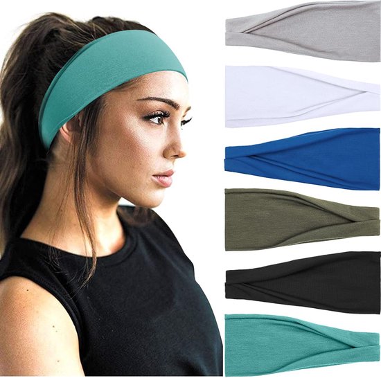 BOTC Haarband - 6 Stuks Vouwen Haarbanden Set - 23*10CM - Dames haarbanden - 6 kleuren mixen - Sport Yoga Haarbanden
