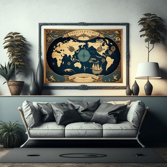 Wereldkaart MDF Decoratie naturel