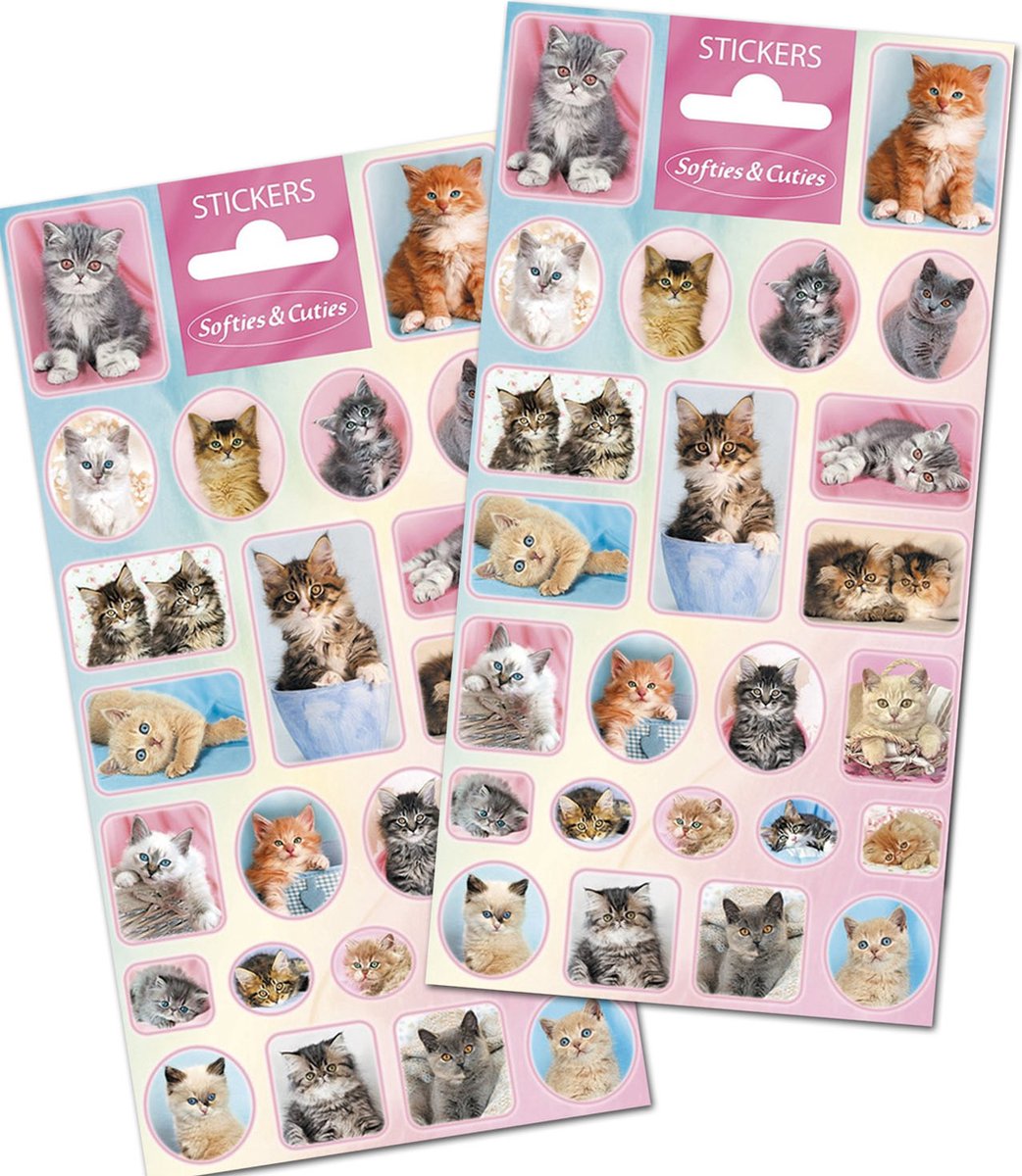 Stickervellen Kittens - Stickers Katten - Lieve Katjes Stickervellen - Stickervellen - Stickers Huisdieren - Dieren Stickers - Knutselen Meisjes - Knutselen Jongens - Beloningsstickers - Kat - Stickers Kleuters - Kitten - Kittens