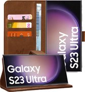 Hoesje geschikt voor Samsung Galaxy S23 Ultra - Book Case Leer Pasjeshouder Bruin
