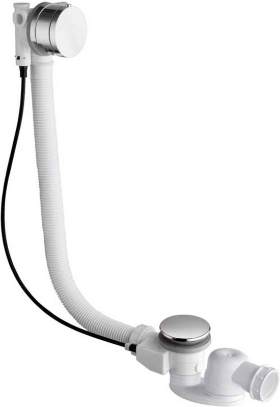 Ben Vico Bad Back To Wall Links Met Badvul En Overloopcombinatie 180x80 Cm Glans Wit Chroom