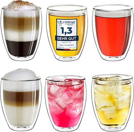 Dubbelwandige Koffieglazen 6 Stuks 250ml