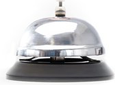 BRYNNBERG receptiebel tafelbel, verchroomde service hotelbel, hotelbel - 100 mm diameter x 80 mm hoogte - luid en helder geluid - zwart