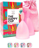Happy Cup menstruatiebekers, Hawwwy tampon & pad alternatief 2-pack, herbruikbaar, geschikt voor beginners, meest comfortabele menstruatiebeker, beste vrouwelijke alternatief, kwaliteit milieuvriendelijk.