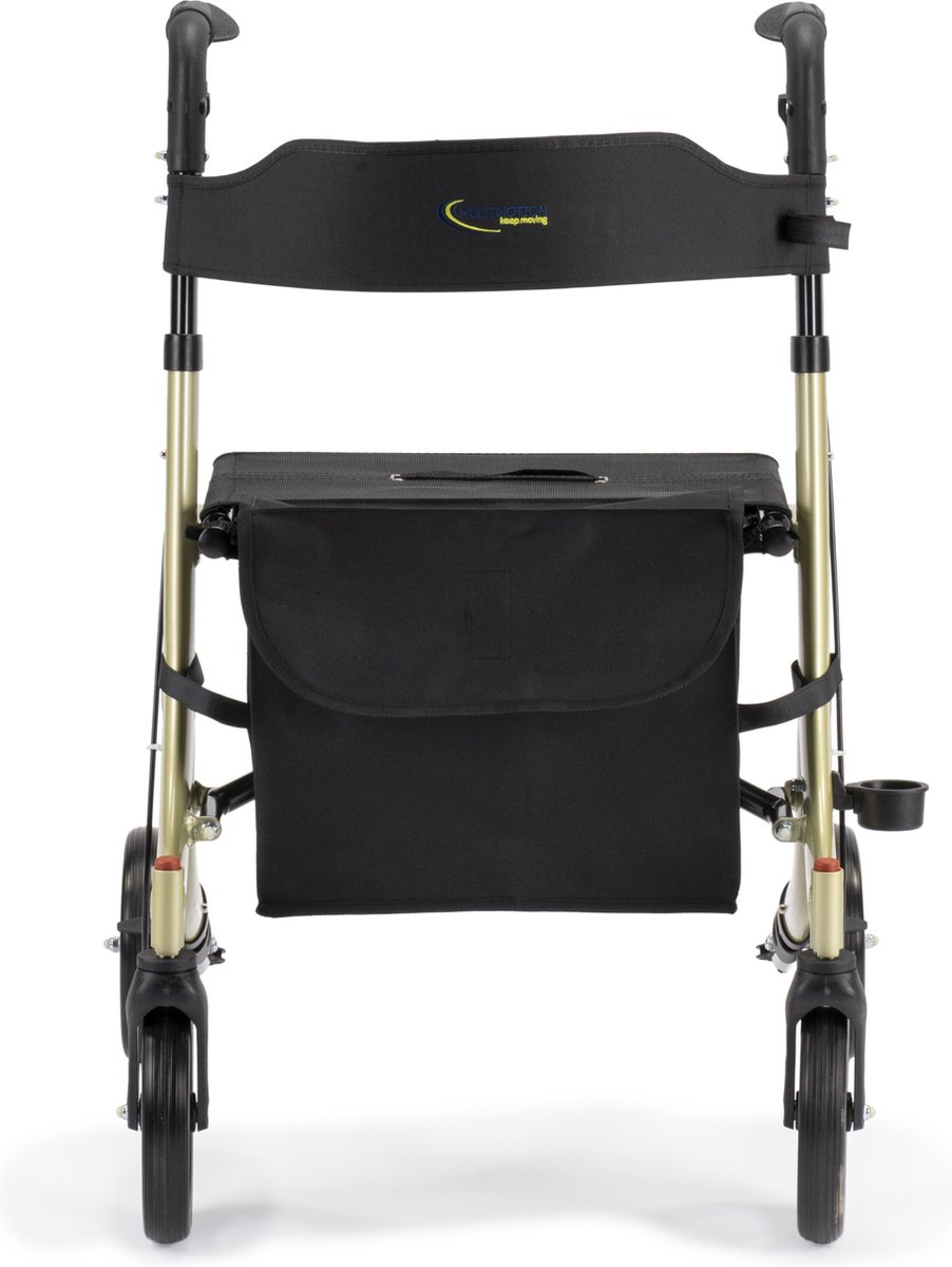 Goedkoopste MultiMotion Light design rollator - Lichtgewicht rollator - Opvouwbaar - Champagne - PU banden