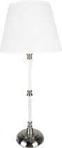 HAES DECO - Tafellamp - Loving Chic - Vintage / Retro Lamp, formaat Ø 18x44 cm - Zilverkleurig / Wit Metaal - Bureaulamp, Sfeerlamp, Nachtlampje