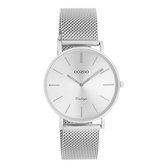 OOZOO Vintage series - zilverkleurige horloge met zilverkleurige metalen mesh armband - C9906 - Ø36