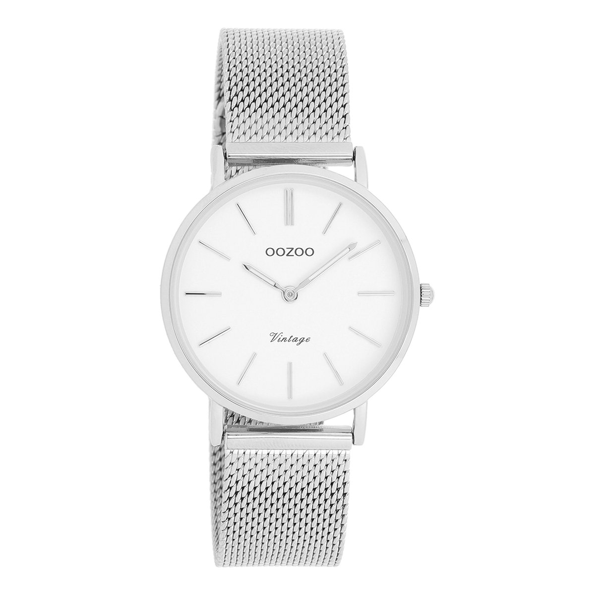 OOZOO Vintage series - zilverkleurige horloge met zilverkleurige metalen mesh armband - C9903 - Ø32