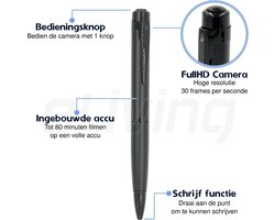 Verborgen FullHD Spy Camera Pen E43, 1080P - Tot 512GB geheugen d.m.v. MicroSD(HC/XC, niet inbegrepen)