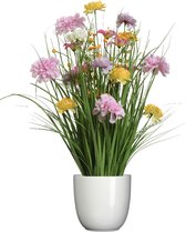 Kunstbloemen boeket lila paars - in pot wit - keramiek - H70 cm