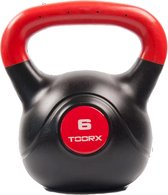 Toorx Fitness PVC Kettlebell - Gewicht - 6 kg - Krachttraining - Rood - Zwart
