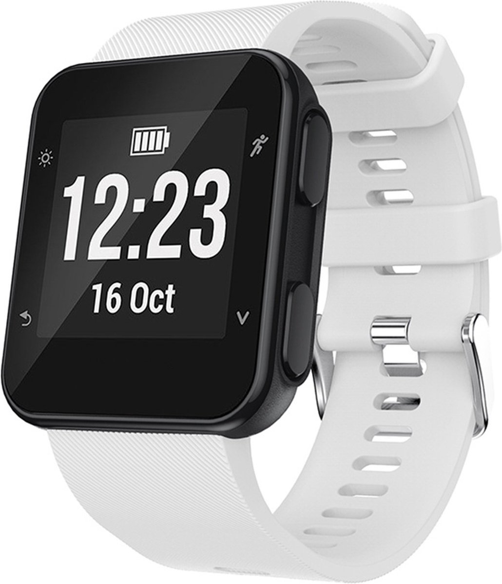 By Qubix - Siliconen bandje - Wit - Geschikt voor Garmin Forerunner 35 / 30