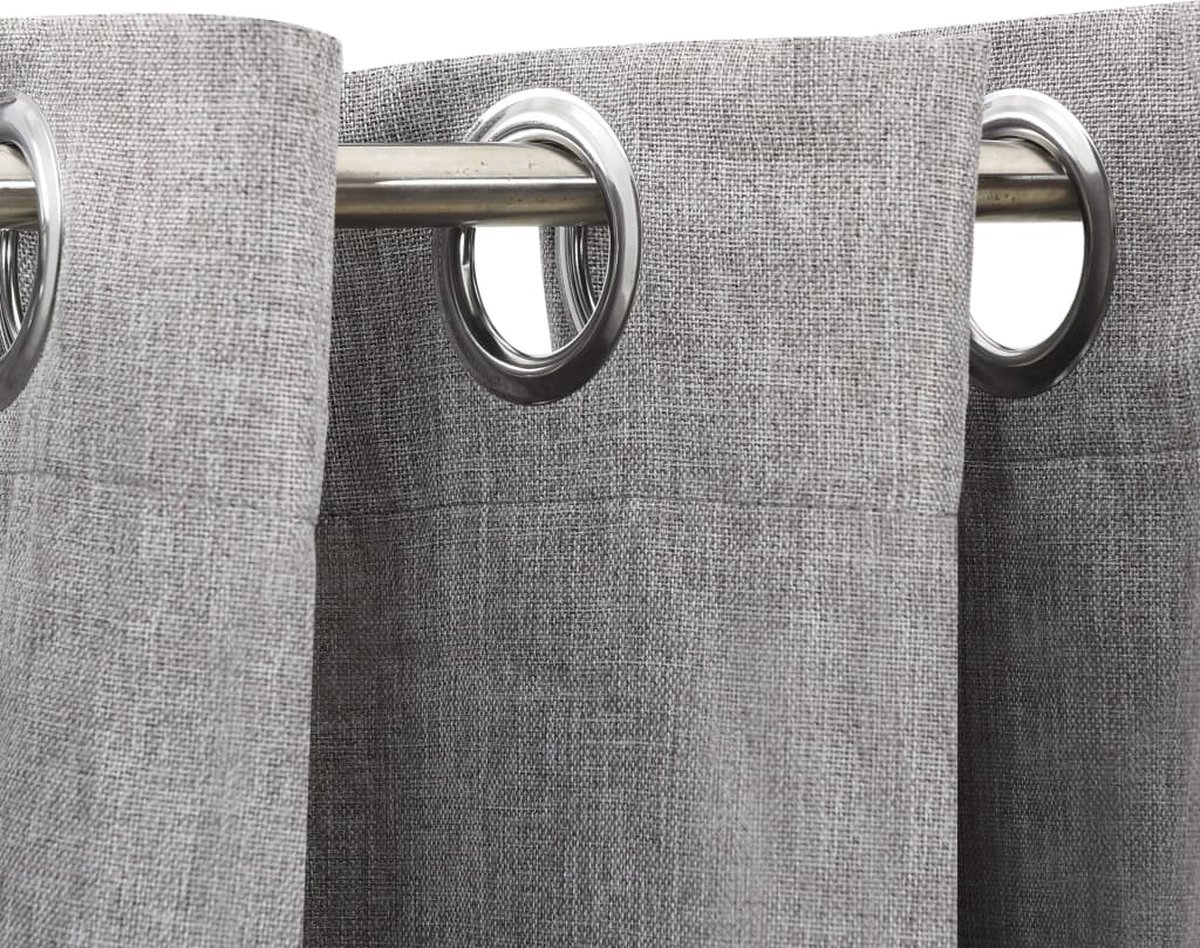 vidaXL 2x Gordijn Linnen-Look Verduisterend met Haken Raam Gordijnen Raambekleding Raamdecoratie Zonwering Vitrage Jaloezie 140x245 cm Antraciet