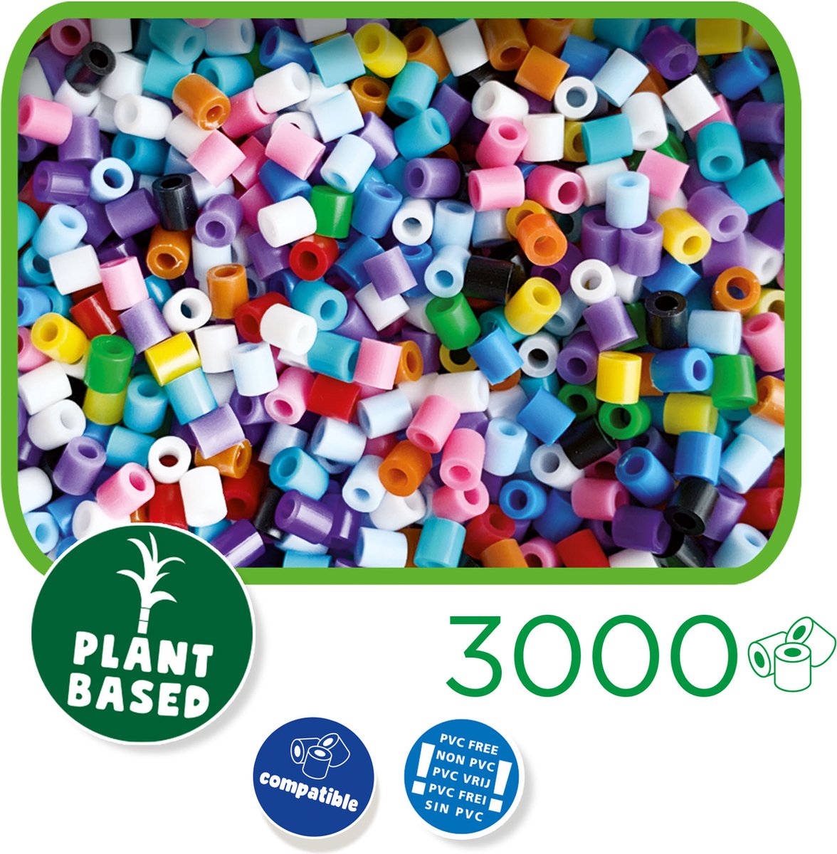 SES Creative - Green Beedz - Mix - Strijkkralen - 3000 Stuks - Gerecycled Materiaal - Duurzaam - Vanaf 5 Jaar — afbeelding 3