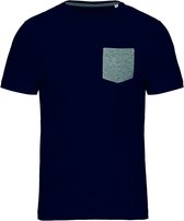Biologisch T-shirt met borstzakje Kariban Donkerblauw/Heather Grijs - XXL