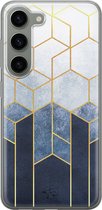 Hoesje geschikt voor Samsung Galaxy S23 - Geometrisch fade art - Soft Case - TPU - Print - Blauw - Mooie Telefoonhoesjes