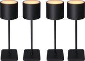 TouchDim LED Tafellamp 38 cm voor binnen en buiten - Oplaadbaar & Draadloos - Zwart - 4-PACK